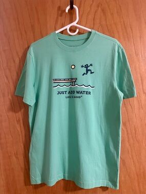 NWOT Life is Good Men's 'Just Add Water' Turquoise Graphic Tee